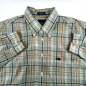 Vintage Faconnable Long‎ Sleeve Men's XXL Button Down Shirt Plaid Cotton
